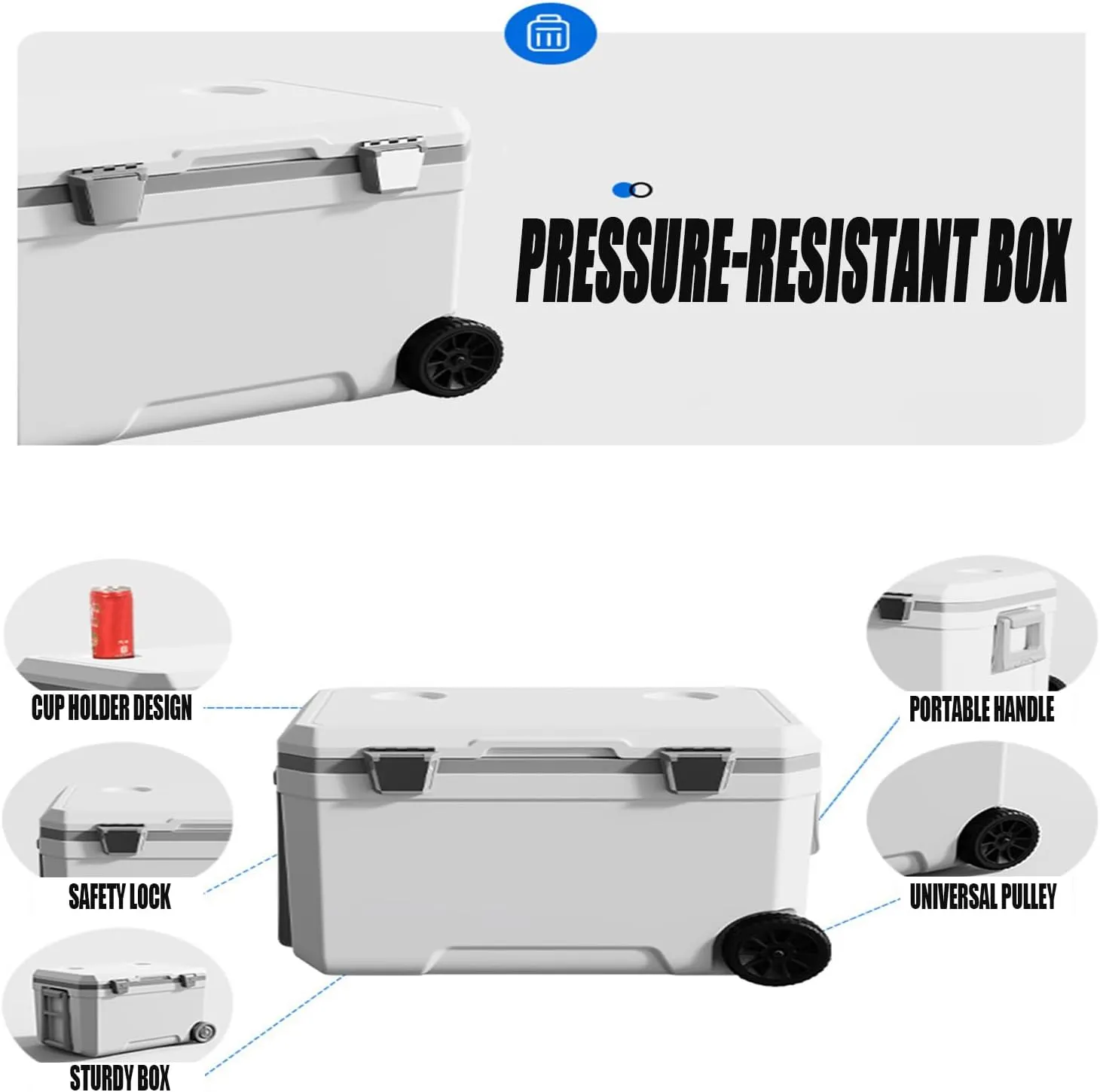 Car Camping Coolers for Daihatsu Atrai/Ayla/Boon/Cast/Copen/Hijet/Rocky/Terios, Waterproof Portable Cooler, Leak Proof Picnic Insulated Bag, Ultra-Light Premium Ice Chest Box,B-White-120L