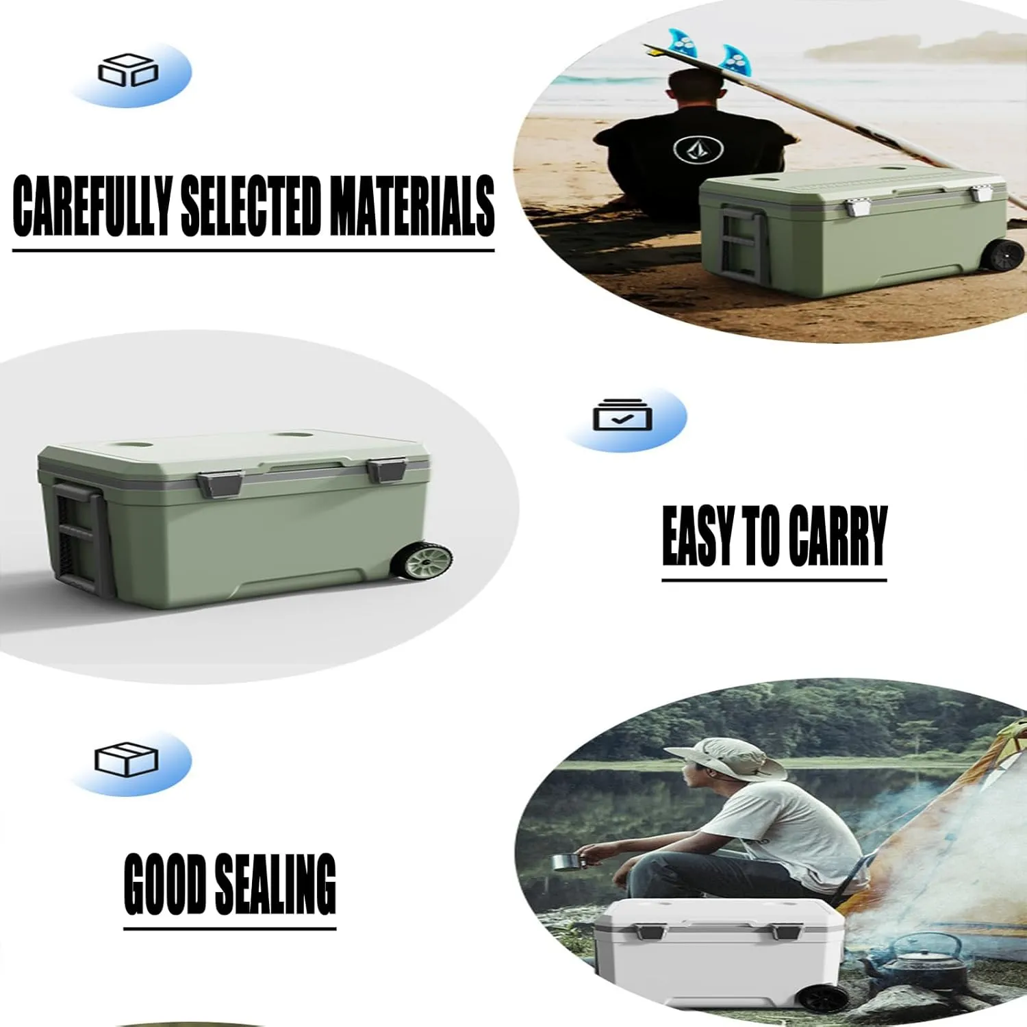 Car Camping Coolers for Daihatsu Atrai/Ayla/Boon/Cast/Copen/Hijet/Rocky/Terios, Waterproof Portable Cooler, Leak Proof Picnic Insulated Bag, Ultra-Light Premium Ice Chest Box,B-White-120L