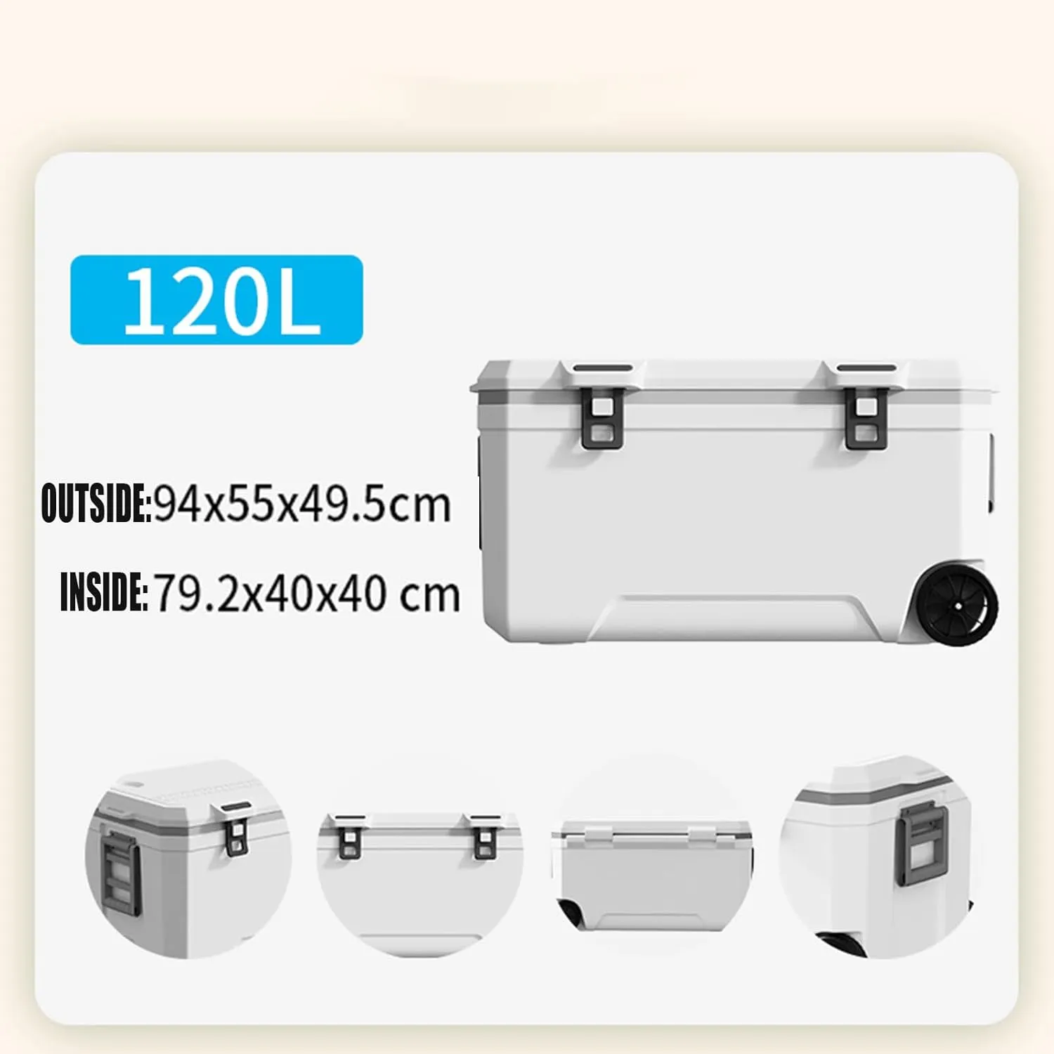 Car Camping Coolers for Daihatsu Atrai/Ayla/Boon/Cast/Copen/Hijet/Rocky/Terios, Waterproof Portable Cooler, Leak Proof Picnic Insulated Bag, Ultra-Light Premium Ice Chest Box,B-White-120L