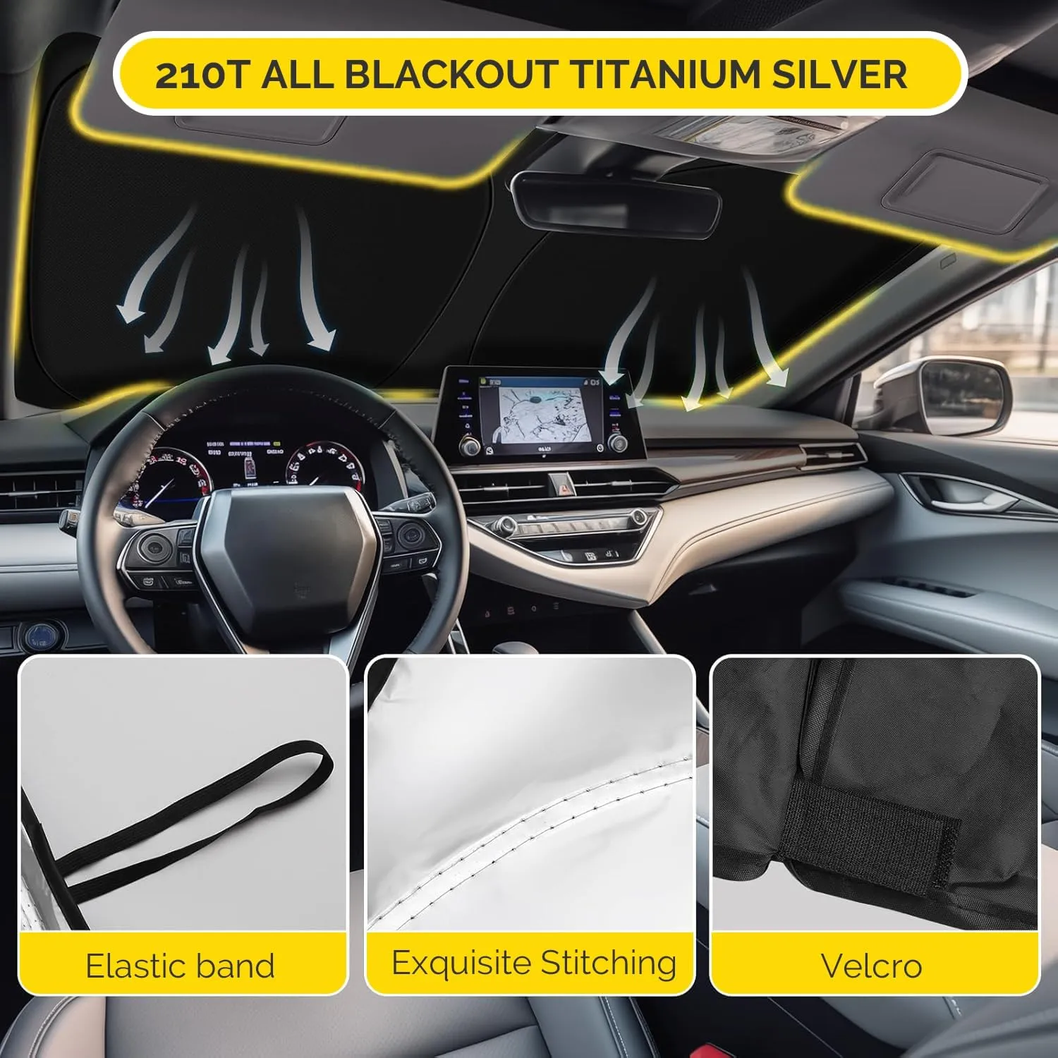 Car Windshield Sun Shade Compatible with 2020 2021 2022 2023 2024 2025 Toyota Corolla Accessories Foldable Front Window Sunshade Custom Windshield Cover Sun Visor Block UV Rays