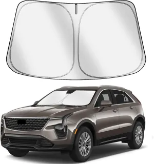 Car Windshield Sun Shade Compatible with Cadillac XT4 2019-2025 Accessories, Foldable Window Sunshade Block UV Rays and Sun Heat