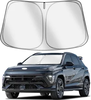 Car Windshield Sun Shade Compatible with Hyu-ndai Kona 2024 2025 Accessories, Foldable Window Sunshade Block UV Rays and Sun Heat
