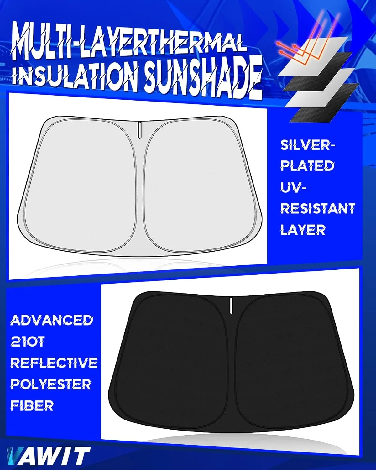 Car Windshield Sun Shade Compatible with Kia Stinger 2018-2023 Accessories, Foldable Window Sunshade Block UV Rays and Sun Heat