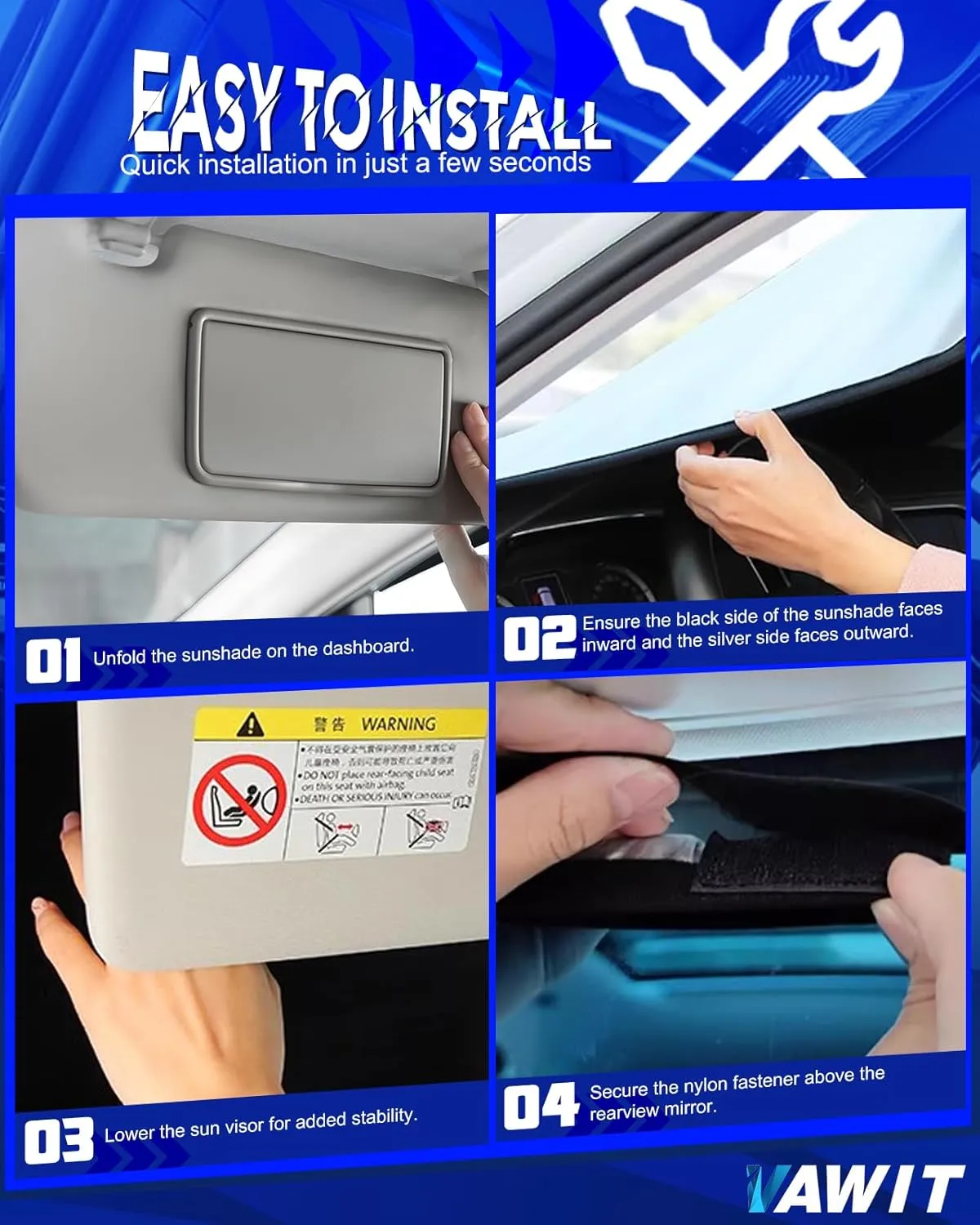 Car Windshield Sun Shade Compatible with Kia Stinger 2018-2023 Accessories, Foldable Window Sunshade Block UV Rays and Sun Heat