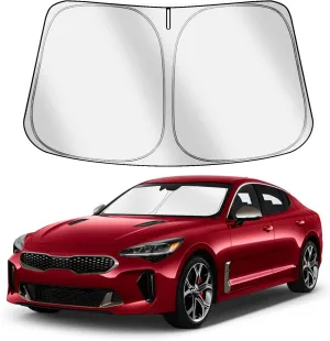 Car Windshield Sun Shade Compatible with Kia Stinger 2018-2023 Accessories, Foldable Window Sunshade Block UV Rays and Sun Heat