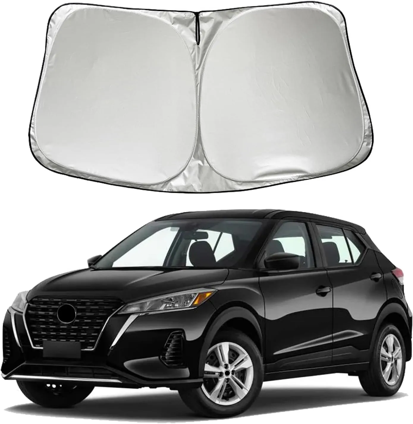 Car Windshield Sun Shade Sunshade Compatible with Nissan Kicks S SV SR Crossover 2025 2024 2023 2022 2021 2020-2016 Accessories, Foldable Car Front Window Sun Shield Visor