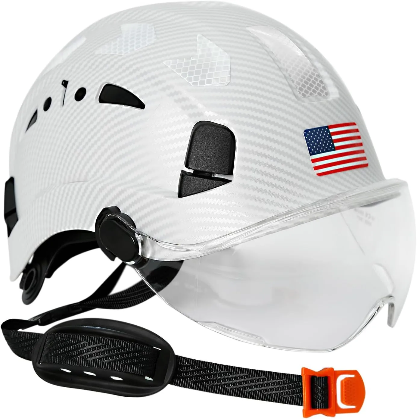 Carbon Fiber Pattern Hard Hats - Construction OSHA Approved Hard Hat,ANSI Z89.1 Type 1 Class C Adjustble Vented Safety Helmet for Men Women,6-Pt Suspension Low Profile Hard Hat with Chin Strap Cascos