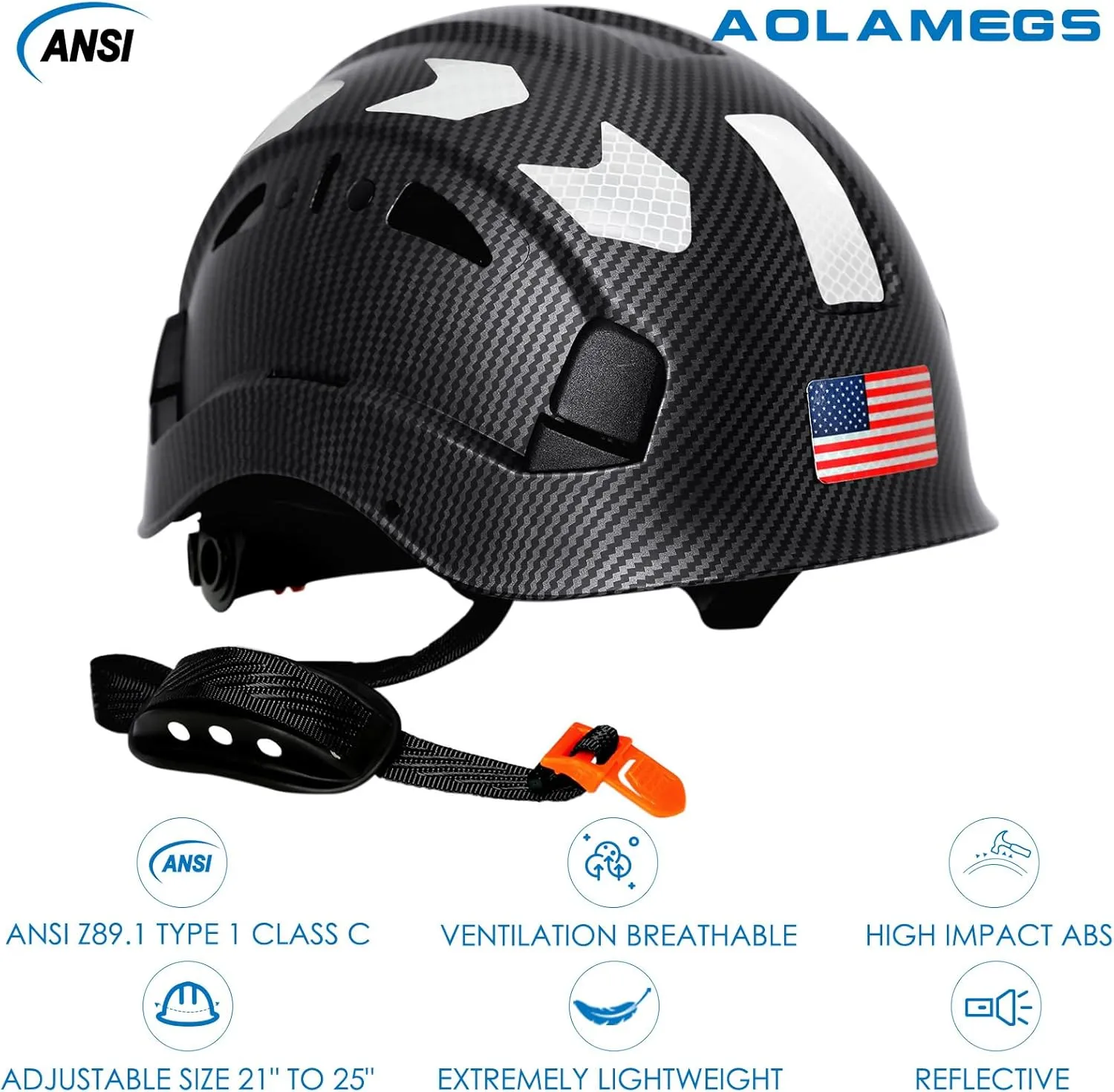 Carbon Fiber Pattern Hard Hats - Construction OSHA Approved Hard Hat,ANSI Z89.1 Type 1 Class C Adjustble Vented Safety Helmet for Men Women,6-Pt Suspension Low Profile Hard Hat with Chin Strap Cascos