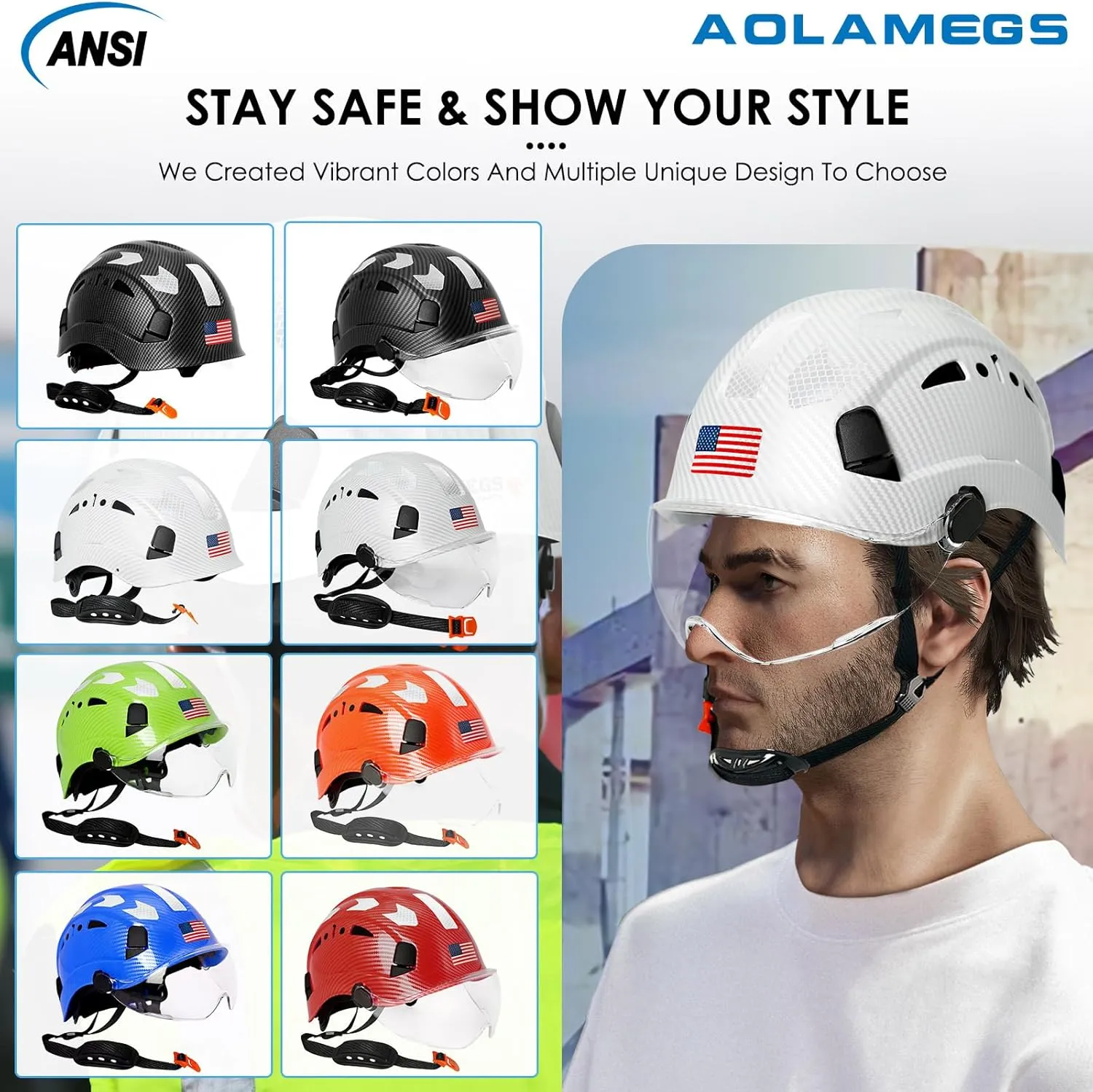 Carbon Fiber Pattern Hard Hats - Construction OSHA Approved Hard Hat,ANSI Z89.1 Type 1 Class C Adjustble Vented Safety Helmet for Men Women,6-Pt Suspension Low Profile Hard Hat with Chin Strap Cascos