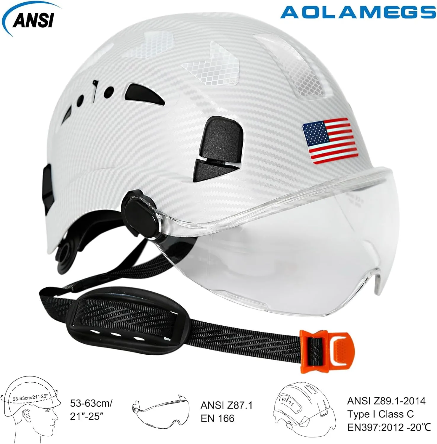 Carbon Fiber Pattern Hard Hats - Construction OSHA Approved Hard Hat,ANSI Z89.1 Type 1 Class C Adjustble Vented Safety Helmet for Men Women,6-Pt Suspension Low Profile Hard Hat with Chin Strap Cascos