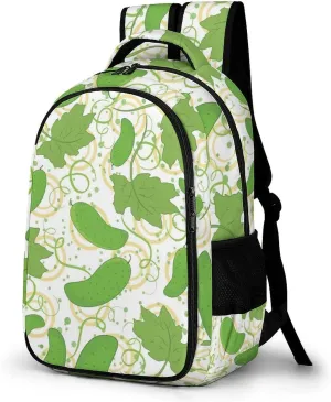 Cartoon Cucumber Pattern Backpack for Worker Teacher Business Hiking Travel Bag Shoulders Bag