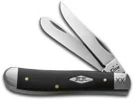 CASE XX Engraved Bolster Black Synthetic Delrin Mini Trapper 1/500 Stainless Pocket Knife