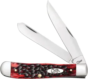 Case XX WR Pocket Knife Trapper With Genuine Bone Handle, Stainless Steel Blade(s), Length Closed: 4 1/8 Inches (Crimson Bone)