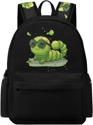 Caterpillar Glasses Insect Bug Travel Backpack 16.5 Inch Lightweight Laptop Bag Daypack for Men Women
