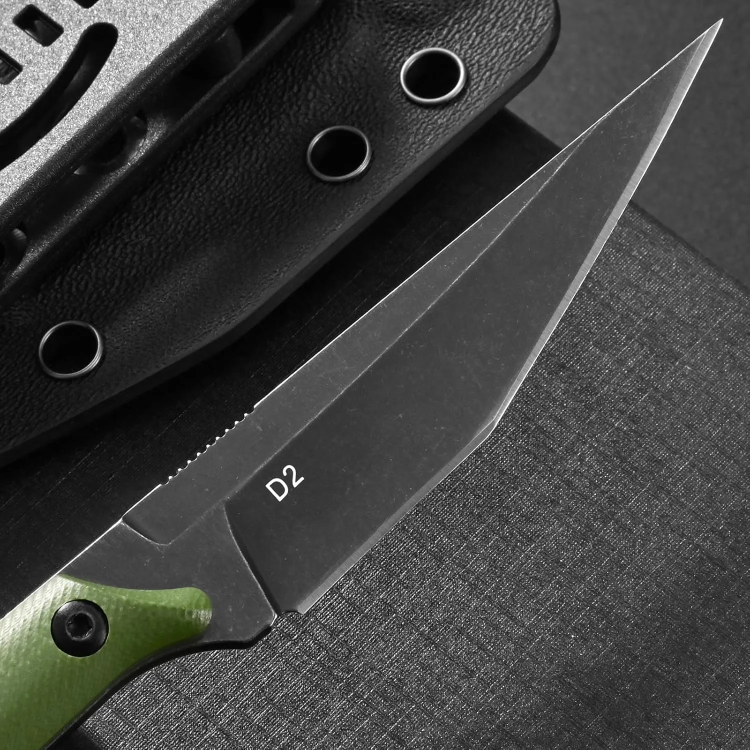 Ccanku C1140 Fixed Blade Knife,D2 Blade G10 Handle EDC Tool Knife for Outdoor, Survival, Hiking, Camping(Army Green)