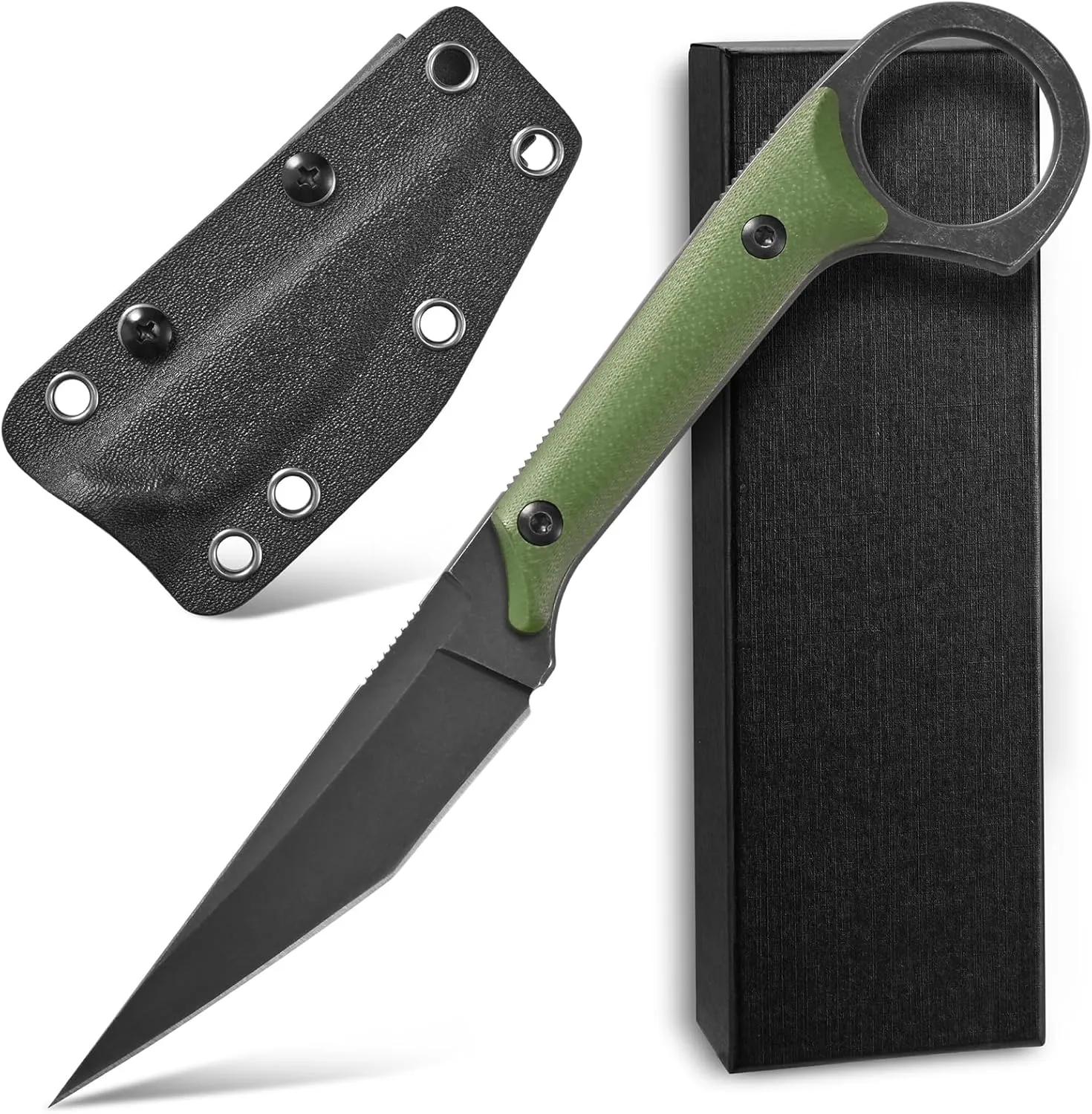 Ccanku C1140 Fixed Blade Knife,D2 Blade G10 Handle EDC Tool Knife for Outdoor, Survival, Hiking, Camping(Army Green)