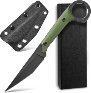 Ccanku C1140 Fixed Blade Knife,D2 Blade G10 Handle EDC Tool Knife for Outdoor, Survival, Hiking, Camping(Army Green)