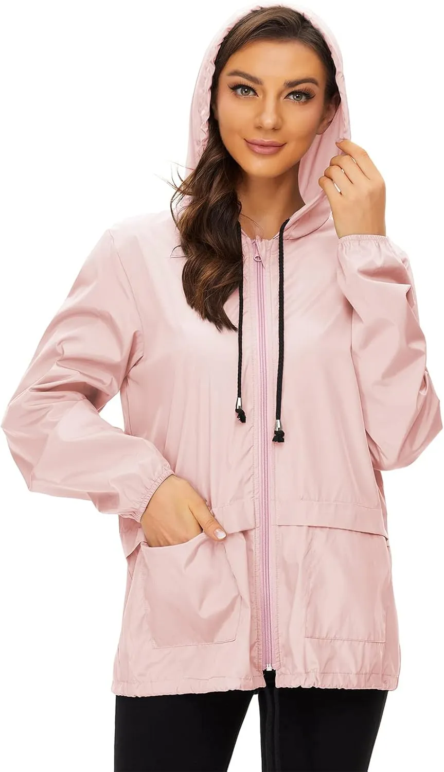 Century Star Packable Rain Jackets for Women Waterproof Lightweight Raincoat with Hood Windbreaker Jacket Women Rain Coats
