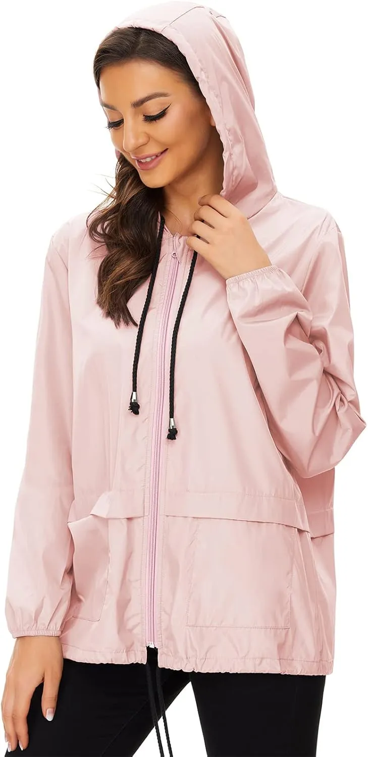 Century Star Packable Rain Jackets for Women Waterproof Lightweight Raincoat with Hood Windbreaker Jacket Women Rain Coats