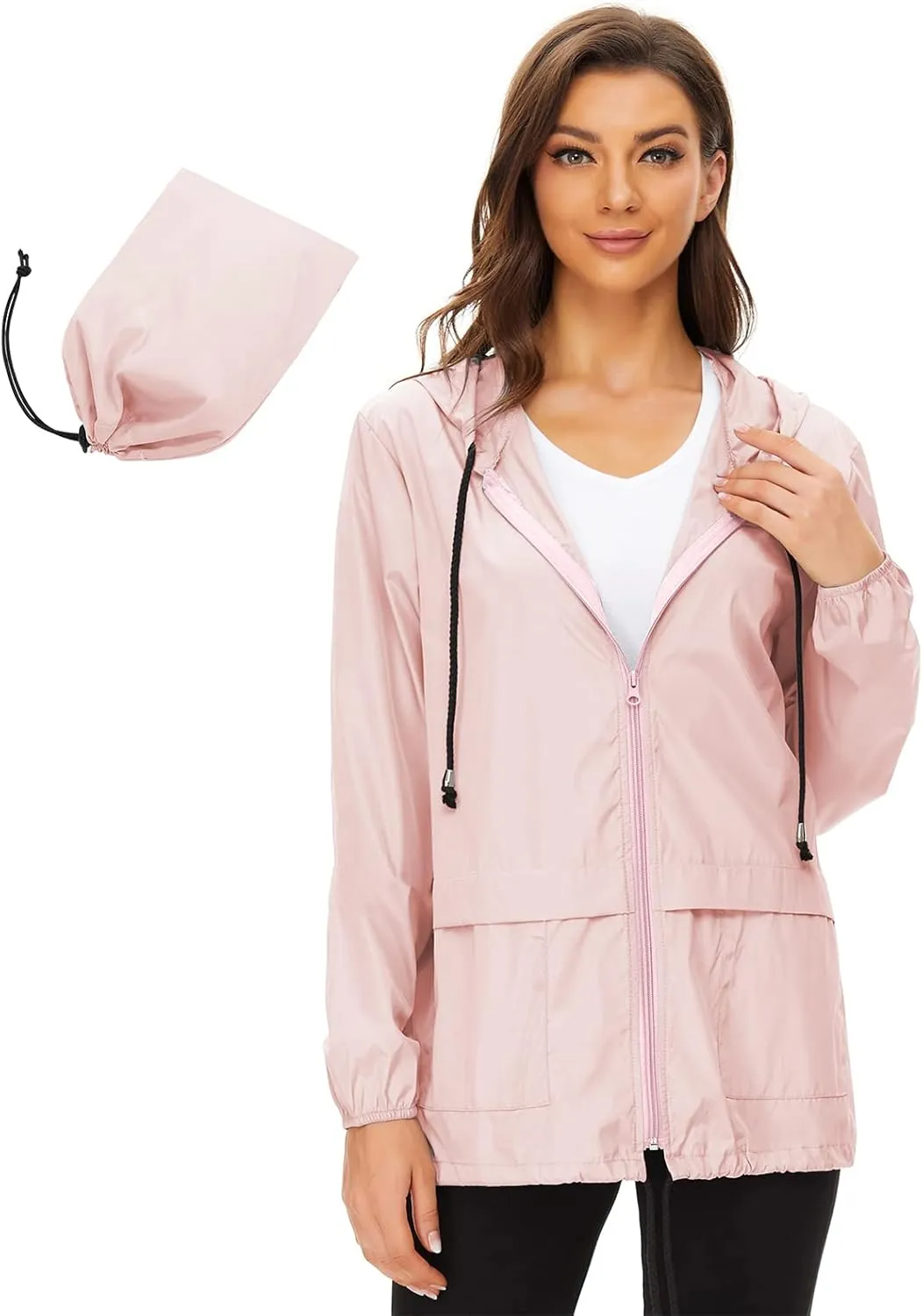 Century Star Packable Rain Jackets for Women Waterproof Lightweight Raincoat with Hood Windbreaker Jacket Women Rain Coats