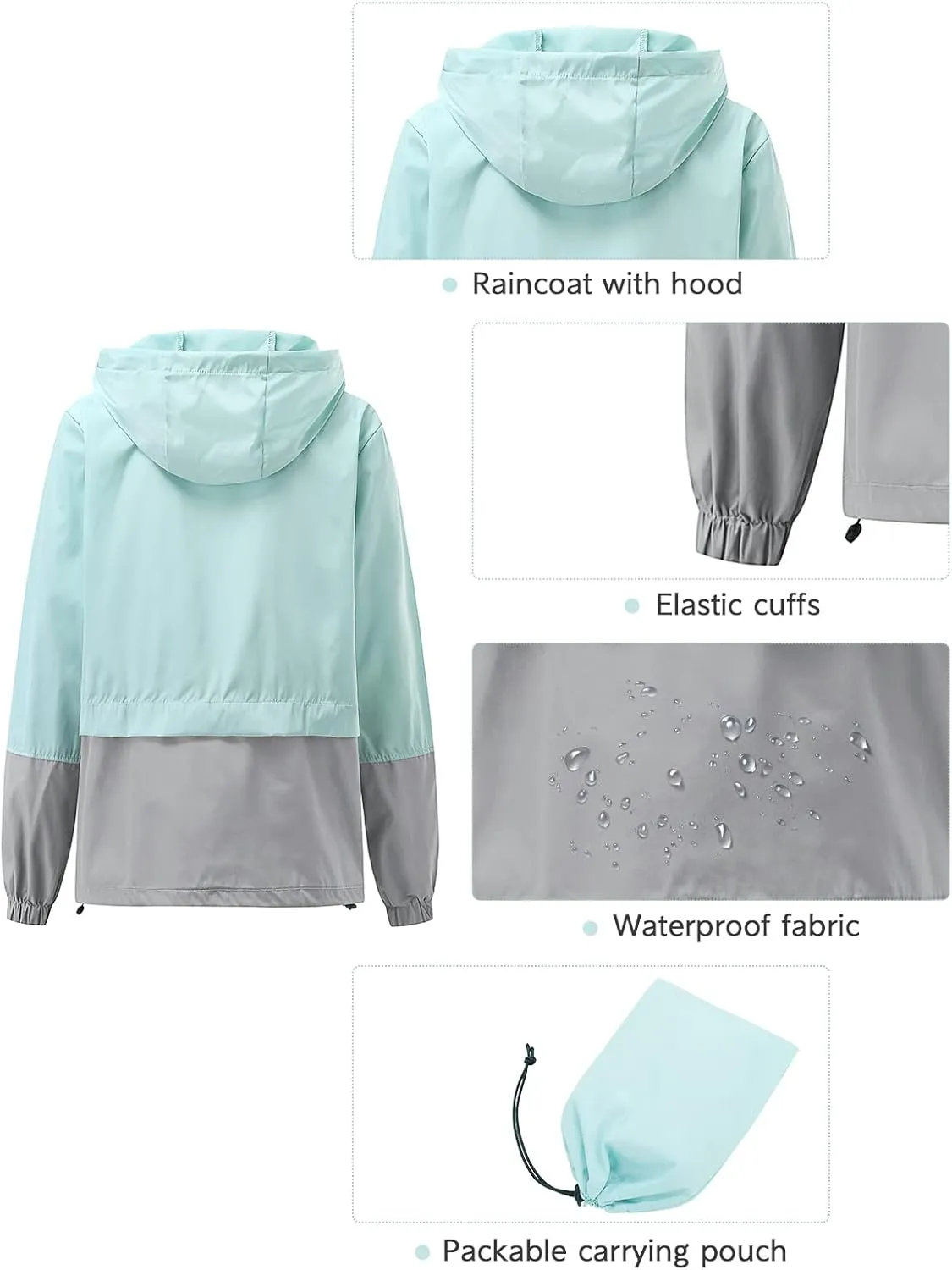 Century Star Packable Rain Jackets for Women Waterproof Lightweight Raincoat with Hood Windbreaker Jacket Women Rain Coats