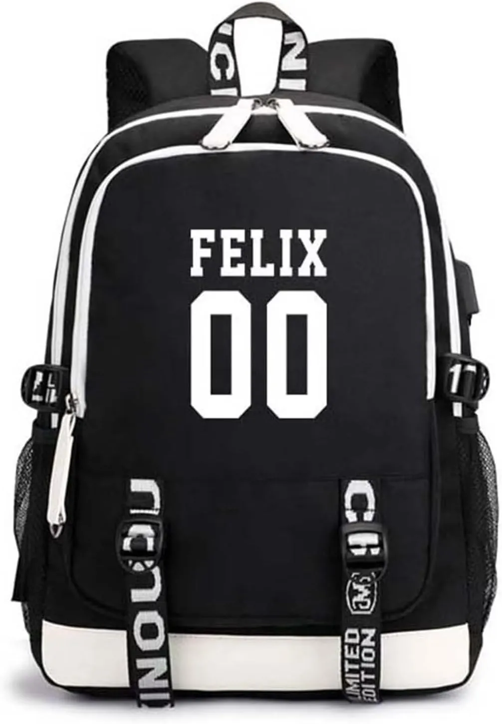 CHAIRAY Skz Canvas Backpack with USB Charging Port Hyunjin Jisung Felix Bangchan and Seungmin Knapsack