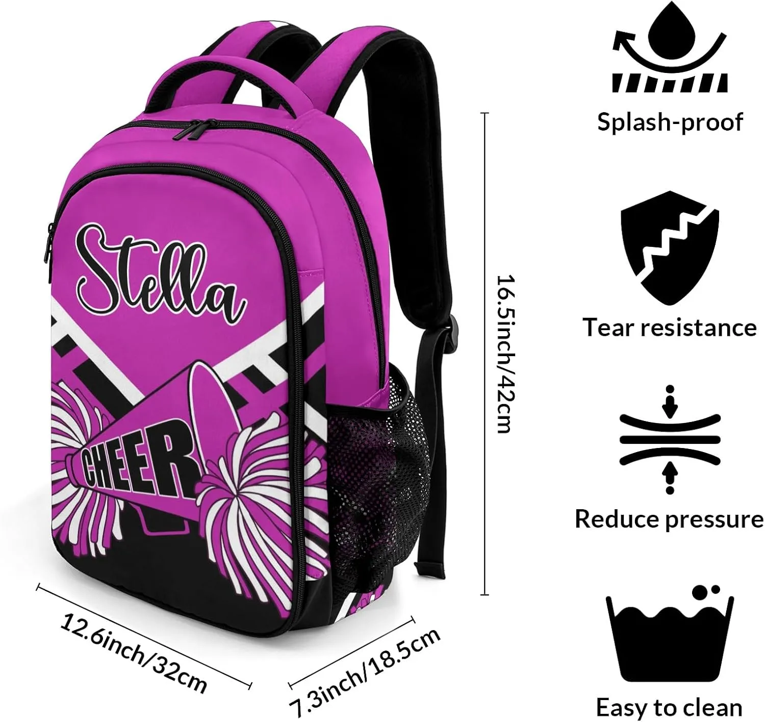 Cheerleaders Cheer Rose Purple Shoulder Backpack Bag for Sports Camping Hiking Travelling
