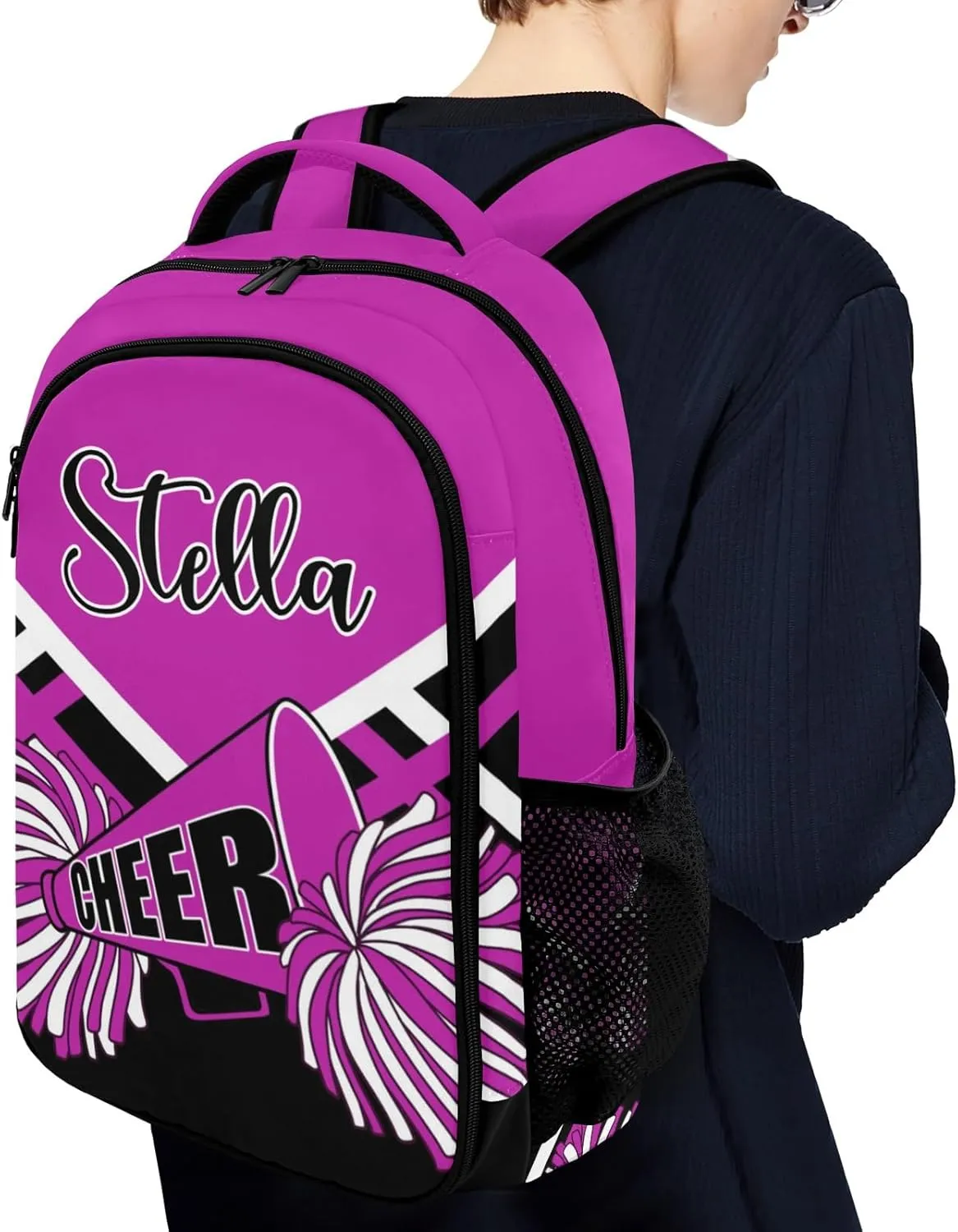 Cheerleaders Cheer Rose Purple Shoulder Backpack Bag for Sports Camping Hiking Travelling