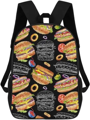 Cheese And Burgers Pattern Backpack for Worker Business Hiking Travel Bag Shoulders Bag