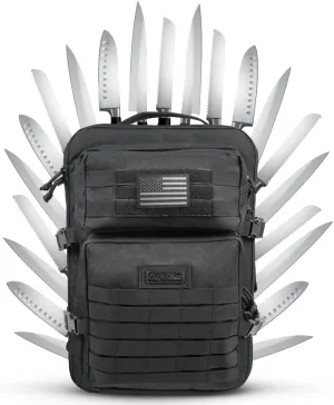 Chef Sac Chef Knife Bag Tactical Backpack | Knife Carrying Case with 30  Pockets for Knives and Culinary Tools | Knife Organizer Bag for Chefs | Knives & Tools Not Included (Tactical Backpack (XL))