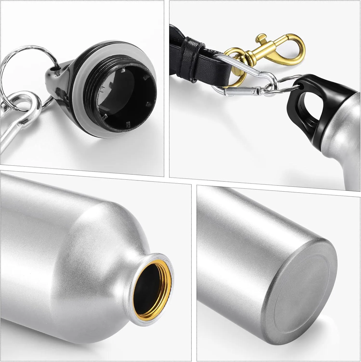 CHENGU 10 Pcs Aluminum Water Bottle 20 oz Reusable Bottles Lightweight Leak Proof Aluminum Sports Travel Bottles with Twist Cap Buckle for Gym, Hiking, Cycling, Camping, Fishing