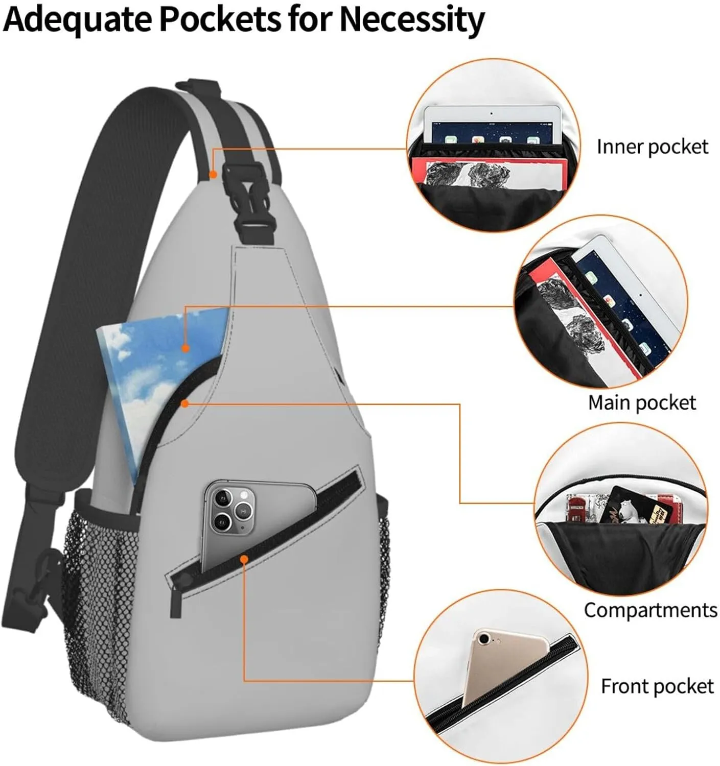 Chest Bag Fashion Casual Sports Daypack Travel Hiking Sling Bag for Women Men