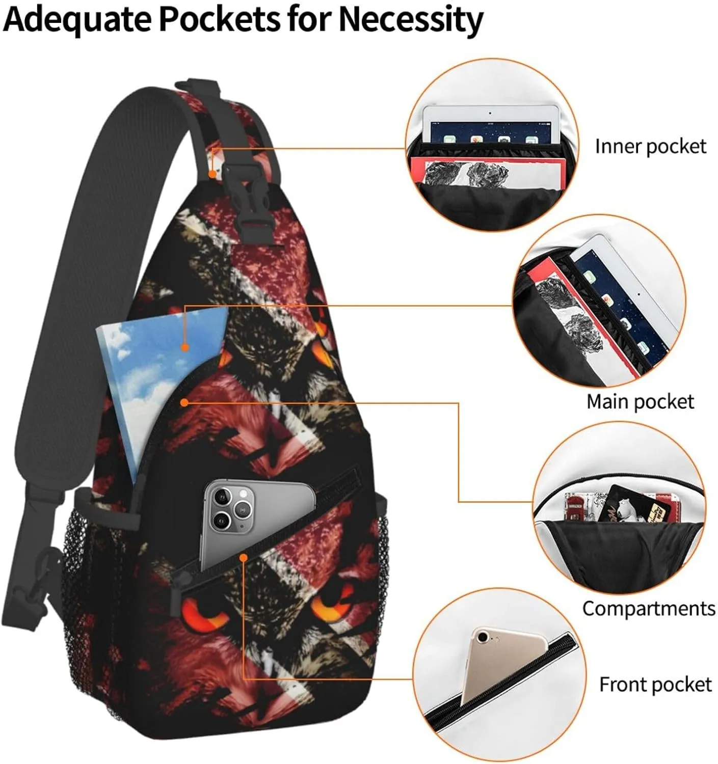 Chest Sling Bag Crossbody Shoulder Backpack Bag Gym Cycling Travel Hiking Daypack Cross Bag
