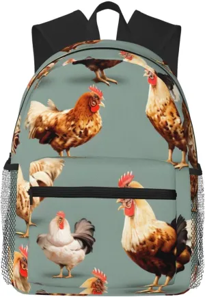 Chicken Prints College Backpack For Women Men,Lightweight Travel Bag Backpack With Pockets