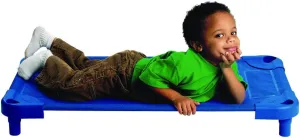 Children's Factory Value Line Unassembled Toddler Cots, Set of 4, Blue, AFB5757, Classroom, Preschool and Daycare Nap Cots, Portable and Stackable