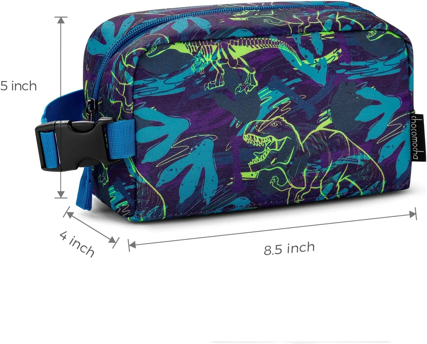 Choco Mocha Small Cooler Bag for Kids Freezable Snack Bag for School, Kids Insulated Snack Bag Small Lunch Bag, Toddler Lunch Bag for Boys, Dinosaur Blue