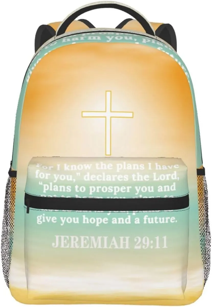 Christian Bible Laptop Backpack Jesus Backpack Travel Bag Laptop Computer Cross Backpack Bag for Women Men
