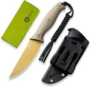 CIVIVI Fixed Blade Knife with a Kydex Sheath, a T-clip, a Lanyard for EDC, Stormridge Full Tang Knife with 3.92" Nitro-V Blade G10 Contoured Handle for Outdoor Activities C23041-2