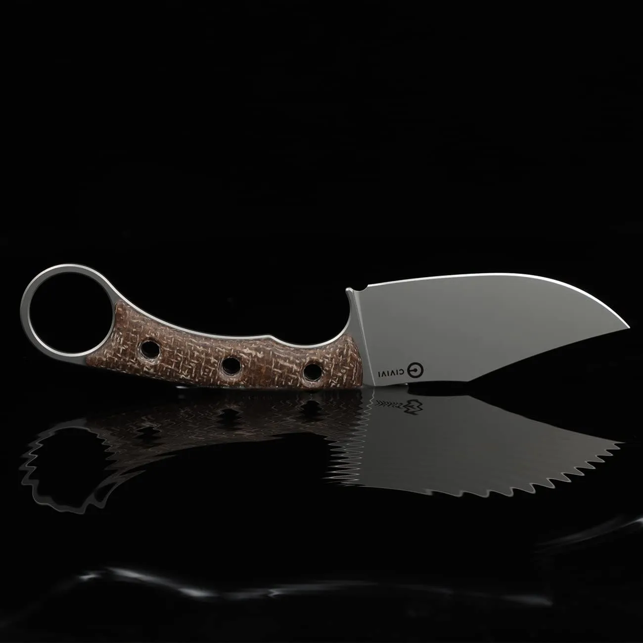 CIVIVI Midwatch Fixed Blade Knife, 3.39" Blade, with Kydex Sheath and Black Tied Paracord Lanyard C20059B