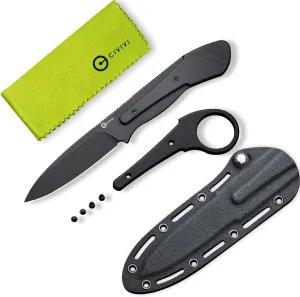 CIVIVI Varius Fixed Blade Knife with a Kydex Sheath, a Finger Ring and Conventional Handle, Full Tang Knife with 3.26" D2 Blade G10 Handle for Men Women C22009D-1