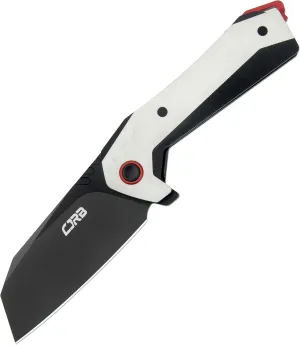 CJRB Tigris Pocket Knife, Folding Knife with AR-RPM9 Powder Steel Black PVD Blade Black & White G10 Handle for EDC Camping Hunting (J1919)