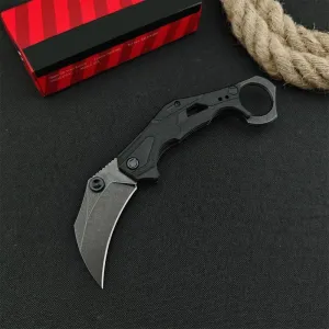 Claw shaped tactical knife,Tactical Survival Knife, 7.08-inch Folding knives, Black Stainless Steel with Sheath, for Camping and Hiking