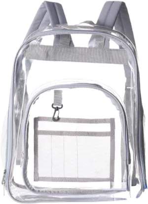 Clear Backpack Heavy Duty PVC Transparent Backpack Large Clear Bag for Stadium Events Work (Grey)