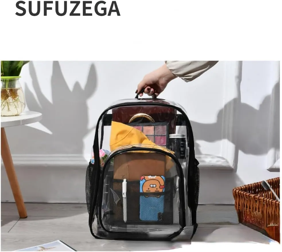 Clear Backpack Heavy Duty PVC Transparent Backpack Large Clear Bag for Stadium Events Work (Grey)