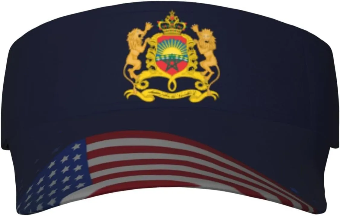 Coat of Arms of Morocco Visor Cap Adjustable Uv Protection Sun Visor Hats Empty Top Baseball Hat for Women and Men Black