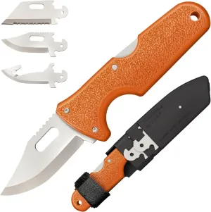 Cold Steel Click N Cut - Hunters Fixed Blade Knife | Durable 420J2 Steel Compact Hunting & Hiking Multiple Replaceable Blades | Sheath & 3 Blades Included