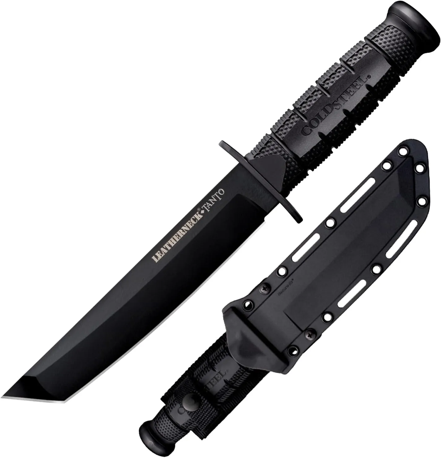 Cold Steel Leatherneck Tanto 7" German D2 Razor-Sharp Blade 5" Kray-Ex Durable Handle Tactical Military Knife w/Secure-Ex Sheath