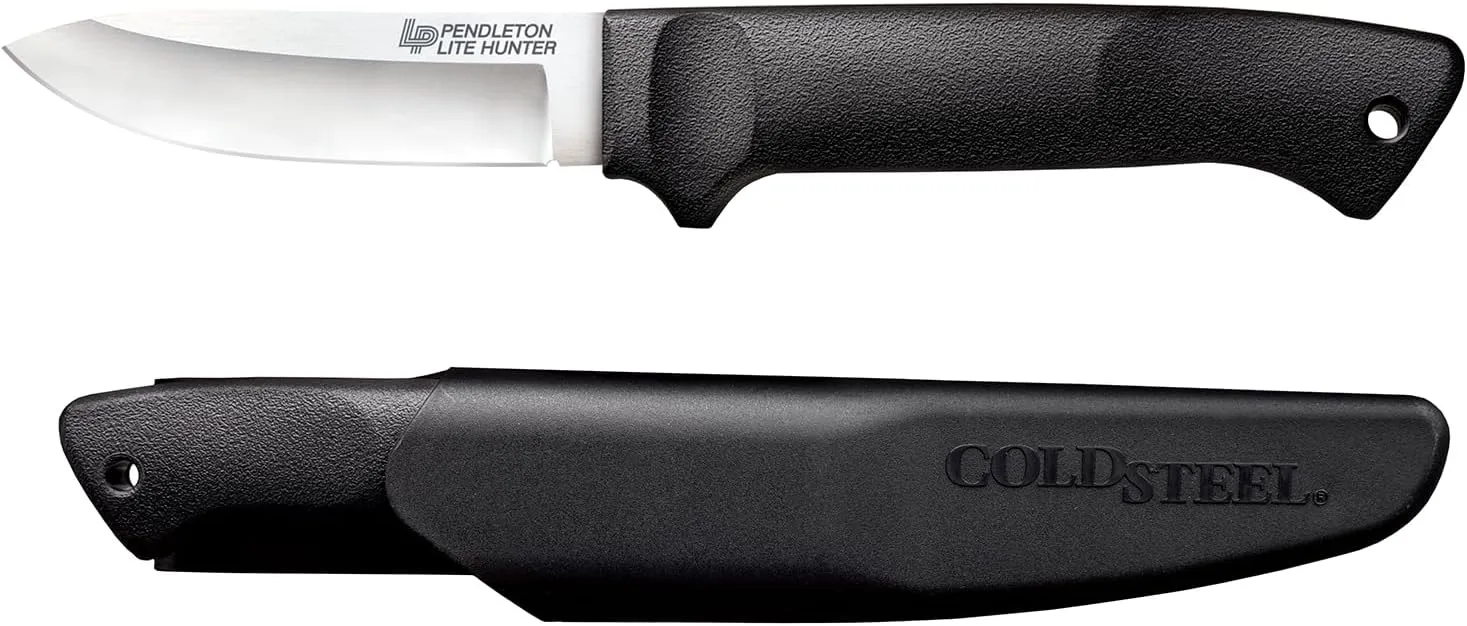 Cold Steel Pendleton Lite Hunter 3-5/8" German 4116 Stainless Steel Drop Point Fixed Blade Outdoor Camping Game Hunting Knife | Ergonomic High-Impact Handle, Weather-Resistant Secure-Ex Sheath