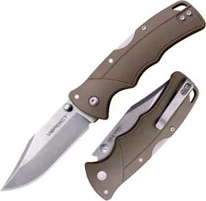 Cold Steel Verdict 3" 4116SS Clip Point Blade 4.25" GFN Flat Dark Earth Handle Everyday Carry Tactical Folding Knife, Blister Pack