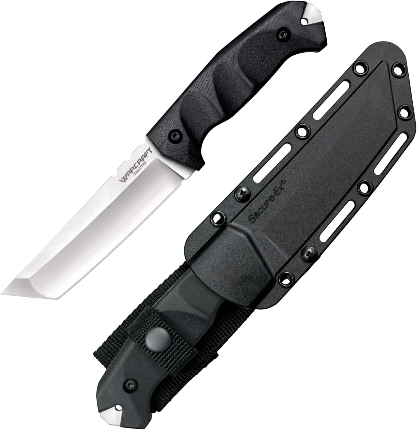 Cold Steel Warcraft San Mai III Tanto Point Razor-Sharp Blade G-10 Handle Military Tactical Fixed Blade Knife w/Secure-Ex Sheath